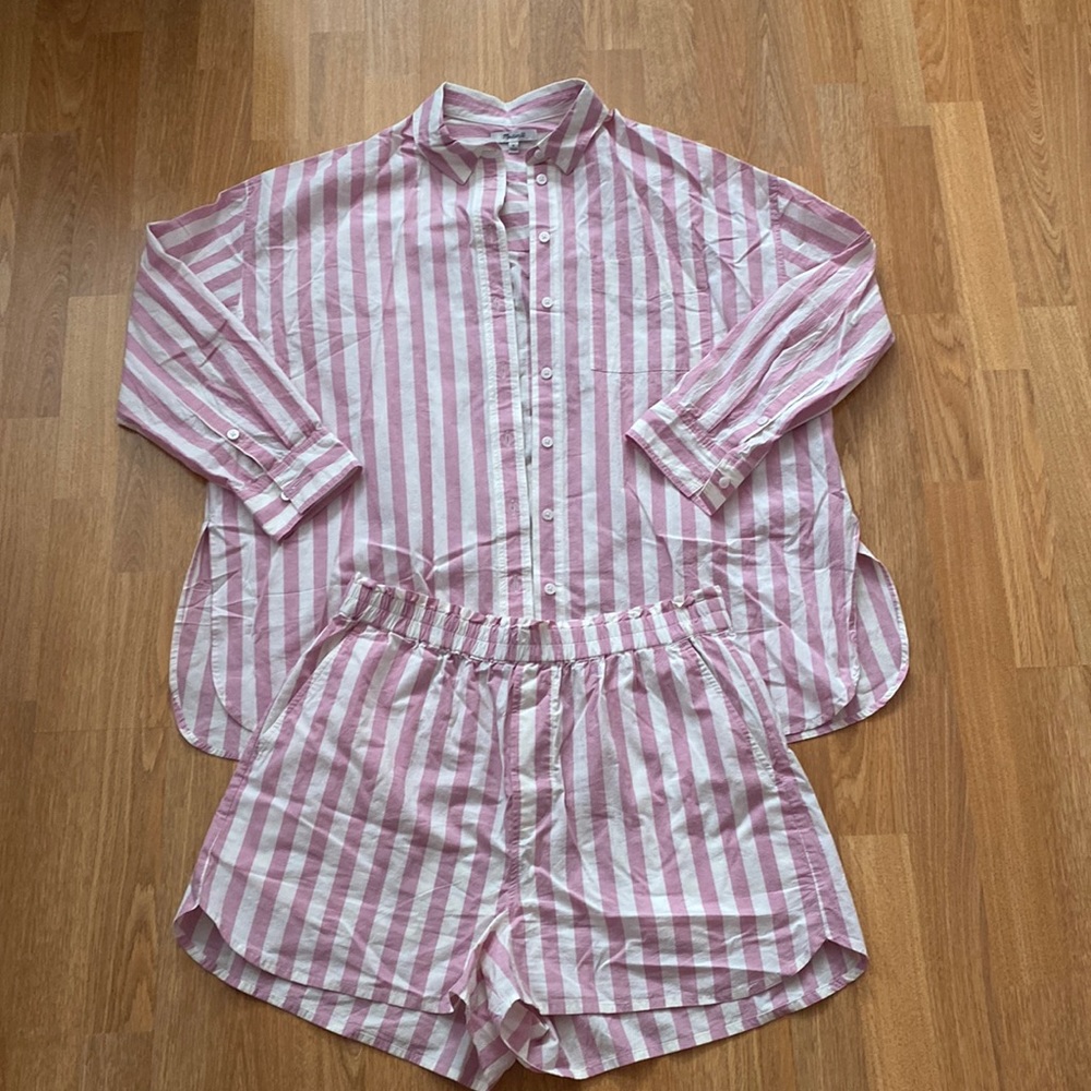 Madewell button up shorts set (M)
